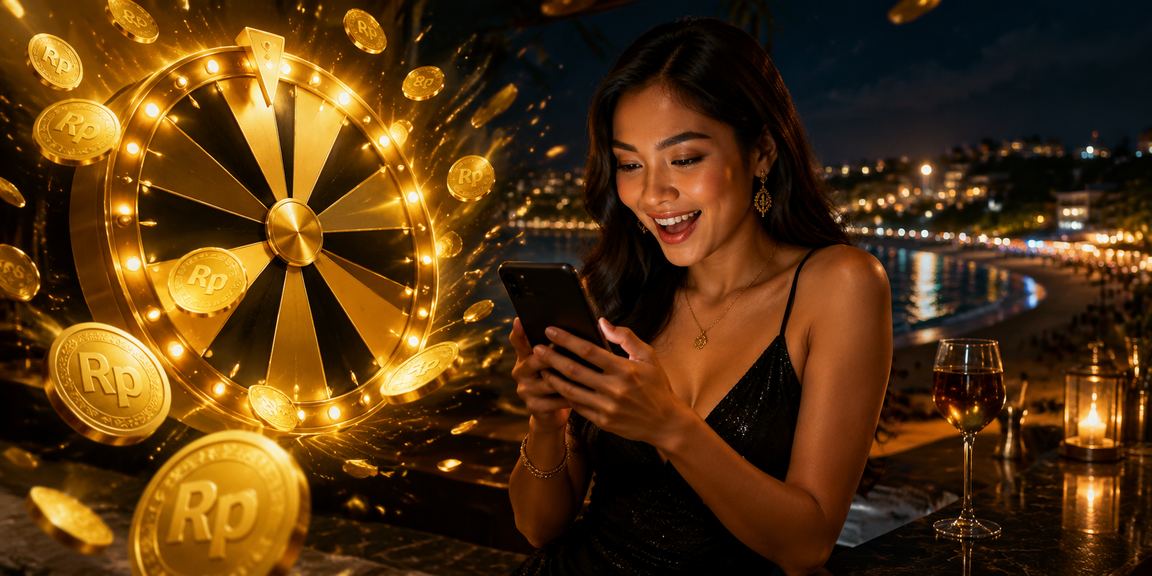Meja roulette di tepi pantai dengan suasana kasino terbuka dan santai